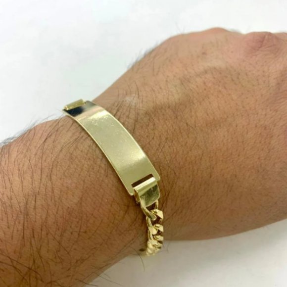 Mens ID Cuban Curb Bracelet 8" INCH Cuban Chain Bracelet Pulsera Cuban de Hombre - Picture 2 of 5